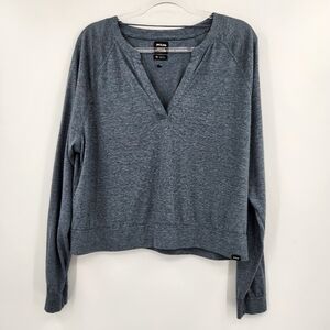 Prana Cozy Up Sweet Breeze Top Womens Size XL Blue Long Sleeve V Neck Cropped
